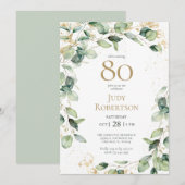 ユーカリ 80歳の誕生日 招待状 (正面/裏面)