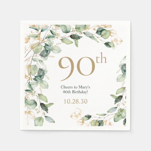 ユーカリ 90歳の誕生日 スタンダードカクテルナプキン (正面)