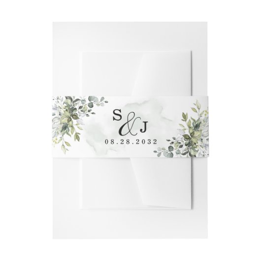 ユーカリ(Eucalyptus)緑(Succulent) 招待状ベリーバンド (正面例)