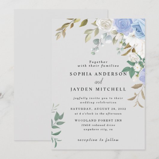 ユーカリ(Eucalyptus)緑(Succulent) 招待状 (正面/裏面)