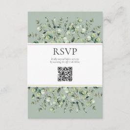 ユーカリ sage green QRコード ウェディング RSVP エンクロージャーカード
