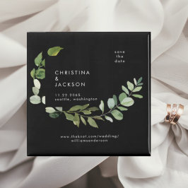 ユーカリB/W結婚スクエア日付を保存 マグネット