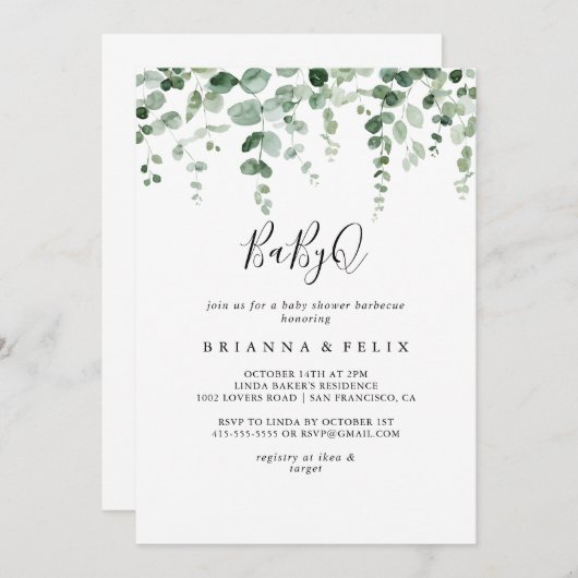 ユーカリBabyQベビーシャワーバーベキュー 招待状 (正面/裏面)