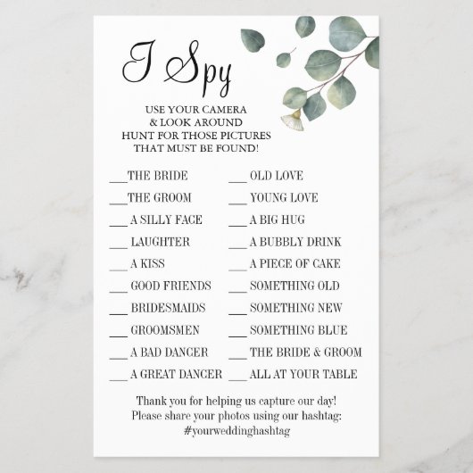 ユーカリIスパイウェディングレセプションゲームカード チラシ (正面)