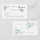 ユーカリMrs. ShowerGameカードのためのキスの数 プレイスカード (正面/裏面)