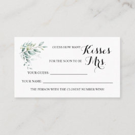 ユーカリMrs. ShowerGameカードのためのキスの数 プレイスカード