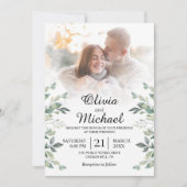 ユーカリPHOTO Greenery Geometric 結婚's 招待状 (正面)