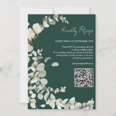 ユーカリQRコードエメラルドグリーン結婚ズ 招待状 (裏面)