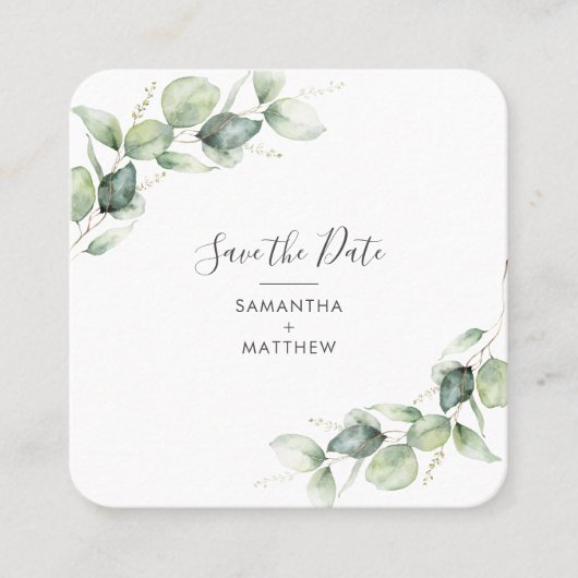 ユーカリQRコード日付カードの保存 スクエア名刺 (正面)