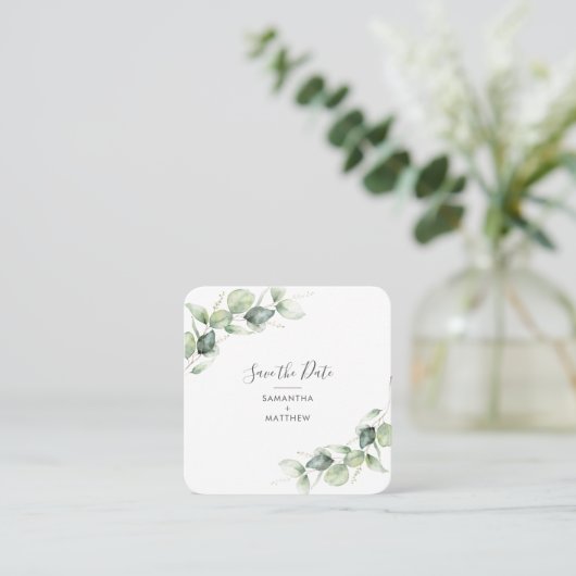 ユーカリQRコード日付カードの保存 スクエア名刺 (スタンド正面)