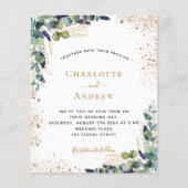 ユーカリQRコードRSVP予算結婚式招待状 チラシ (正面)