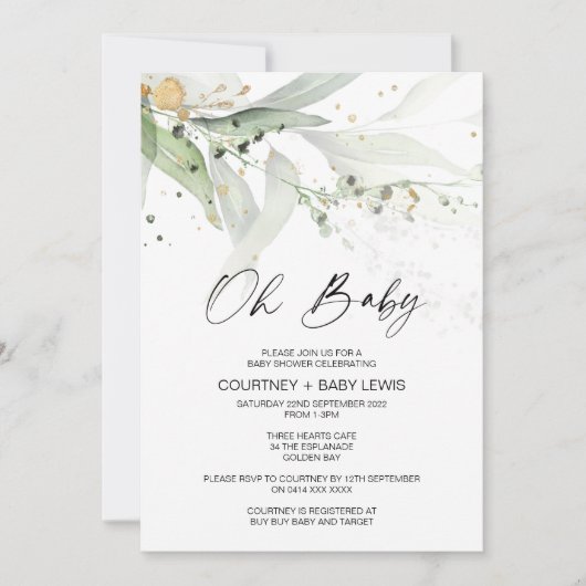 ユーカ男女兼用リ·オ·ベビーシャワー 招待状 (正面)