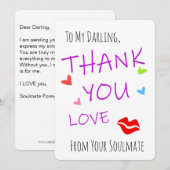 ユークリッド風の感謝カード、ラブハート＆レッドセクシーリップス サンキューカード (正面/裏面)