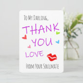 ユークリッド風の感謝カード、ラブハート＆レッドセクシーリップス サンキューカード (スタンド正面)