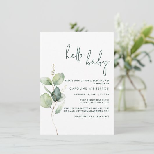 ユークリプタス植物性男女兼用赤ちゃんシャワー 招待状 (スタンド正面)