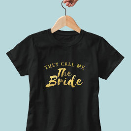 ユークリ・ゴールドスクリプトウェディングTシャツ 面白い Tシャツ