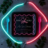 ユーグローガールレトロウェーブピンクネオン卒業 ペーパープレート