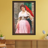 ユーゲン・フォン・ブラスの赤い扇子を持った若い女性 キャンバスプリント (インサイチュ (リビング))
