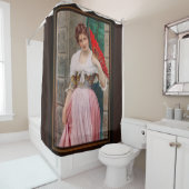 ユーゲン・フォン・ブラスの赤い扇子を持った若い女性 シャワーカーテン (インサイチュ)