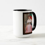 ユーゲン・フォン・ブラスの赤い扇子を持った若い女性 マグカップ (正面右)