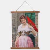 ユーゲン・フォン・ブラスの赤い扇子を持った若い女性 吊り下げ型タペストリー (正面)