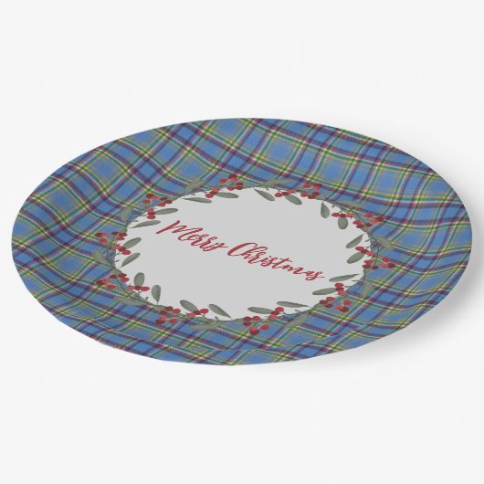 ユーコンテリトリタータンチェッククリスマス紙プレート ペーパープレート (アングル)