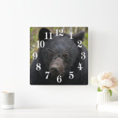 ユーコンブラックベアー&ワイルダネス写真アート スクエア壁時計 (ホーム)