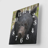 ユーコンブラックベアー&ワイルダネス写真アート スクエア壁時計 (傾斜)