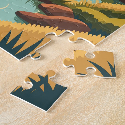 ユーコンリバーノースアメリカトラベルアートヴィンテージ ジグソーパズル (側面)