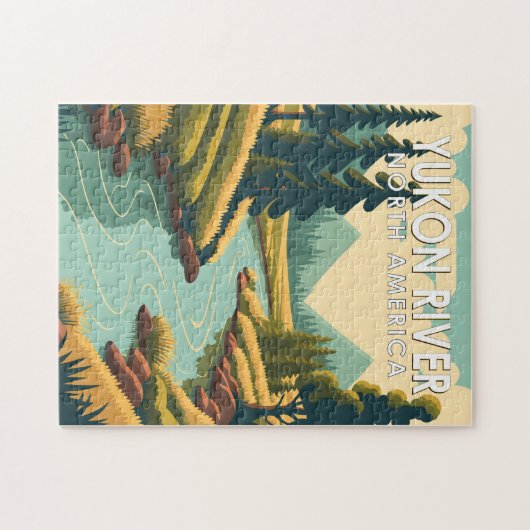 ユーコンリバーノースアメリカトラベルアートヴィンテージ ジグソーパズル (横)