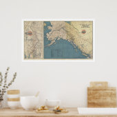 ユーコン地方アラスカの地図1904 ポスター (キッチン)