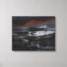 ユーコン川の真夜中：キャンバス標準サイズ