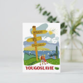 ユーゴスラビアでのハイキング、ヴィンテージ旅行 ポストカード (スタンド正面)