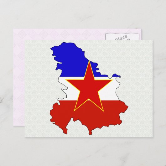 ユーゴスラビアの国旗地図 フルサイズ ポストカード (正面/裏面)