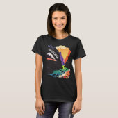 ユーゴスラビアの鉄道旅行地図 レトロ ブラック Tシャツ (正面フル)