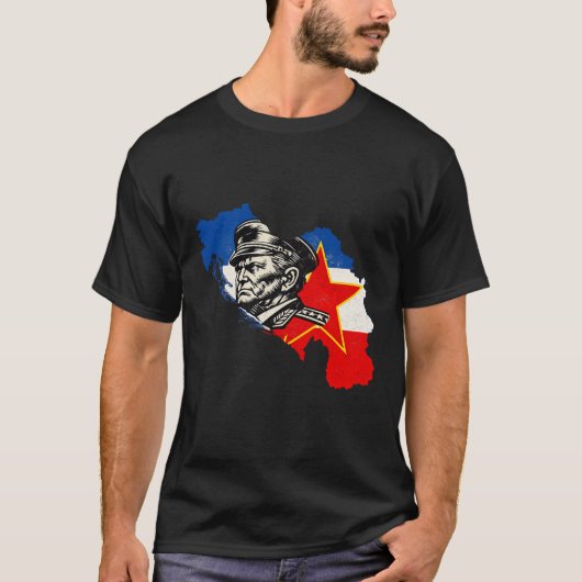 ユーゴスラビア社会主義連邦共和国 ユーゴ Tito 地図 木版画 Tシャツ (正面)