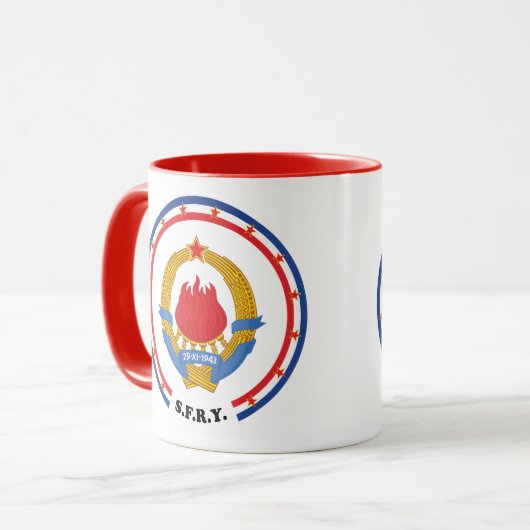 ユーゴスラビア連邦共和国の社会主義紋章 マグカップ (正面左)