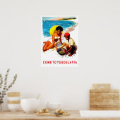 ユーゴスラビア、フルーツセラーとビーチ上の女性 ポスター (キッチン)