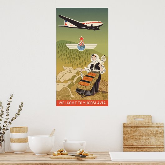 ユーゴスラビア、ヴィンテージ航空ポスターへようこそ ポスター (キッチン)