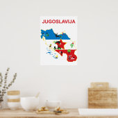 ユーゴスラビア、観光客マップ、ヴィンテージ旅行 ポスター (キッチン)