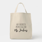 ユーザーお気に入りのから電話の追加先生名 トートバッグ (裏面)