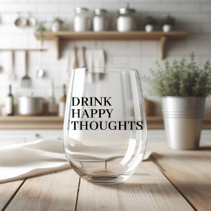 ユーザーが幸せな考えを飲む ステムなしワイングラス