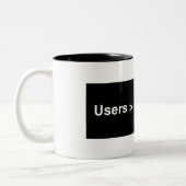 ユーザーの経験(UX)のパン粉の信号器のマグ-黒 ツートーンマグカップ (左)