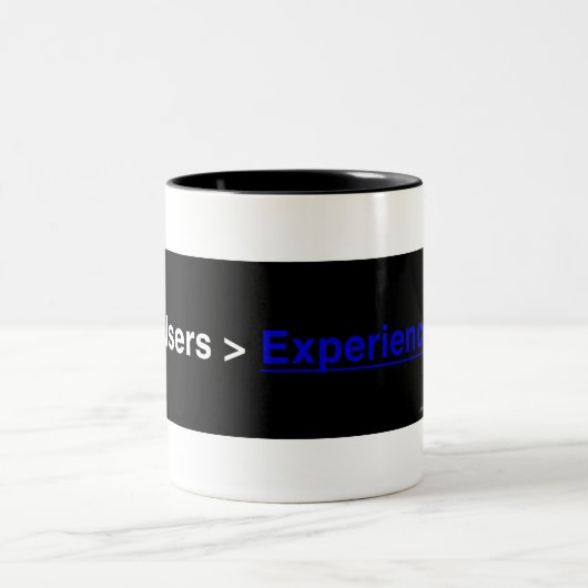 ユーザーの経験(UX)のパン粉の信号器のマグ-黒 ツートーンマグカップ (中央)