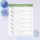 ユーザー名とノートのフライを使用した基本的なパスワードトラッカー チラシ (シングル)