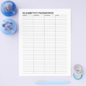 ユーザー名とメモを使用した基本的なパスワードトラッカー チラシ (シングル)