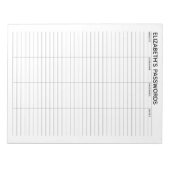 ユーザー名とメモ付きの基本的なパスワードトラッカー ノートパッド (正面)