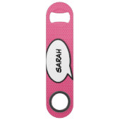 ユーザー名の音声認識バブルおもしろいレトロ漫画ブック スピード栓抜き (裏面)