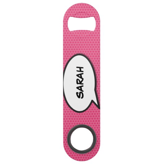 ユーザー名の音声認識バブルおもしろいレトロ漫画ブック スピード栓抜き (正面)