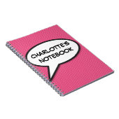 ユーザー名の音声認識バブルおもしろいレトロ漫画ブック ノートブック (右側)